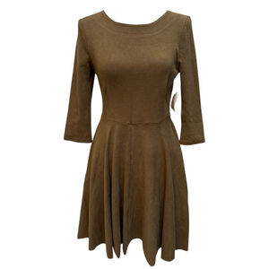 Altar'd State Long Sleeve Backless Olive Skater Dress, Size L women’s